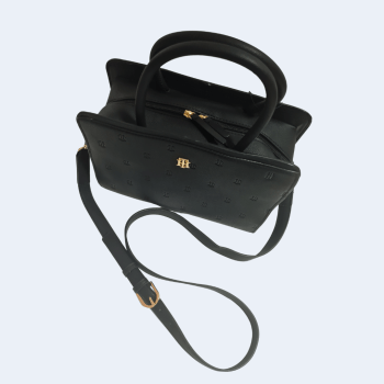 BOLSA COM ALÇA DE OMBRO E MÃO PRETA LOGO XW03747 TOMMY HILFIGER
