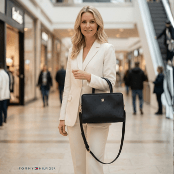BOLSA COM ALÇA DE OMBRO E MÃO PRETA LOGO XW03747 TOMMY HILFIGER BOLSA COM ALÇA DE OMBRO E MÃO PRETA LOGO XW03747 TOMMY HILFIGER