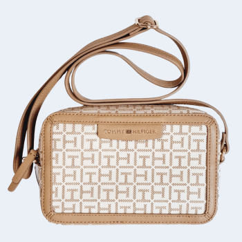 BOLSA CROSSBODY TRANSVERSAL BEGE LOGO TOMMY HILFIGER