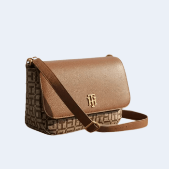 BOLSA CROSSBODY TRANSVERSAL MARROM COM LOGO 69J8502 TOMMY HILFIGER