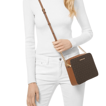 BOLSA CROSSBODY TRANSVERSAL MARROM JET SET LOGO MICHAEL KORS
