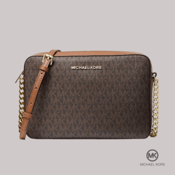 BOLSA CROSSBODY TRANSVERSAL MARROM JET SET LOGO MICHAEL KORS BOLSA CROSSBODY TRANSVERSAL MARROM JET SET LOGO MICHAEL KORS