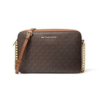 BOLSA CROSSBODY TRANSVERSAL MARROM JET SET LOGO MICHAEL KORS