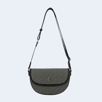 BOLSA CROSSBODY TRANSVERSAL PRETA COM LOGO XW07217 TOMMY HILFIGER
