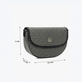 BOLSA CROSSBODY TRANSVERSAL PRETA COM LOGO XW07217 TOMMY HILFIGER