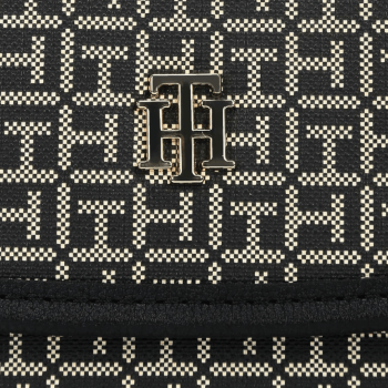 BOLSA CROSSBODY TRANSVERSAL PRETA COM LOGO XW07217 TOMMY HILFIGER