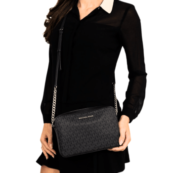 BOLSA CROSSBODY TRANSVERSAL PRETA JET SET LOGO MICHAEL KORS