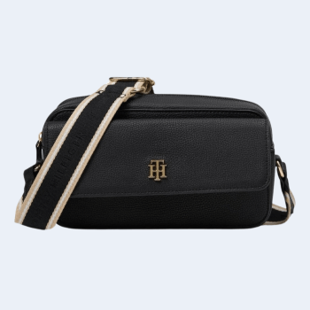 BOLSA CROSSBODY TRANSVERSAL PRETA LISA COM ALÇA EM TECIDO TOMMY HILFIGER