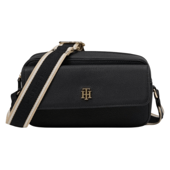 BOLSA CROSSBODY TRANSVERSAL PRETA LISA COM ALÇA EM TECIDO TOMMY HILFIGER