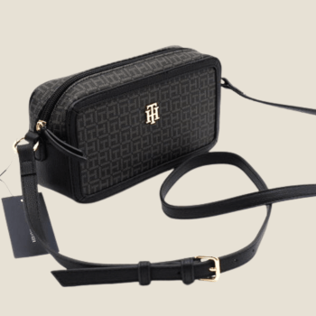 BOLSA CROSSBODY TRANSVERSAL PRETA LOGO XW09089 TOMMY HILFIGER