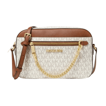 BOLSA CROSSBODY TRANSVERSAL VANILLA JET SET LOGO COM CORRENTE MICHAEL KORS