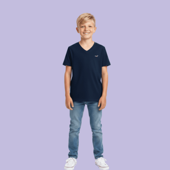 CAMISETA BASICA AZUL MARINHO HOLLISTER