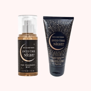 KIT PERFUME BODY MIST 75ML E HIDRATANTE CORPORAL 70G BATH & BODY WORKS INTO THE NIGHT TRAVEL SIZE