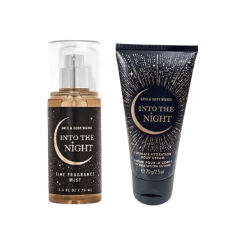 KIT PERFUME BODY MIST 75ML E HIDRATANTE CORPORAL 70G BATH & BODY WORKS INTO THE NIGHT TRAVEL SIZE