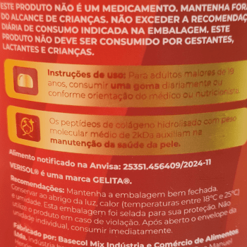 SUPLEMENTO COLÁGENO GUMMY VERISOL FRUTAS VERMELHAS 90 GOMAS MASTIGÁVEIS