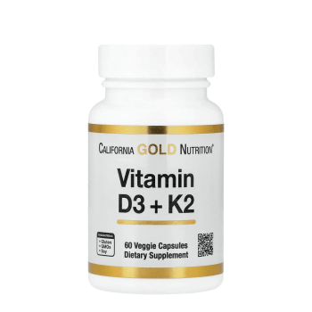 SUPLEMENTO VITAMINA D3 + K2 COM 60 CAPSULAS CALIFORNIA GOLD NUTRITION