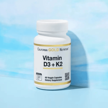 SUPLEMENTO VITAMINA D3 + K2 COM 60 CAPSULAS CALIFORNIA GOLD NUTRITION