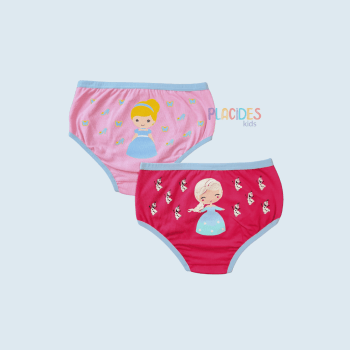 KIT COM 2 CALCINHAS INFANTIS PRINCESAS CINDERELA E FROZEN
