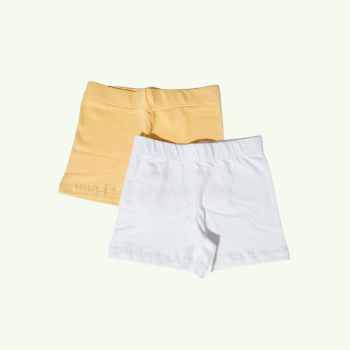 KIT COM 2 SHORTS LISOS LARANJA E BEGE PARA USAR EMBAIXO DO VESTIDO
