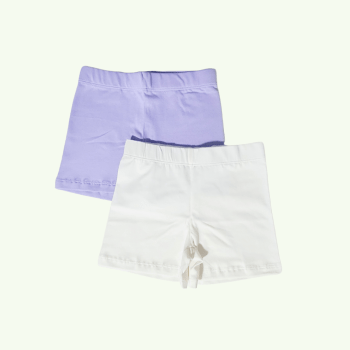KIT COM 2 SHORTS LISOS LILAS E BEGE PARA USAR EMBAIXO DO VESTIDO