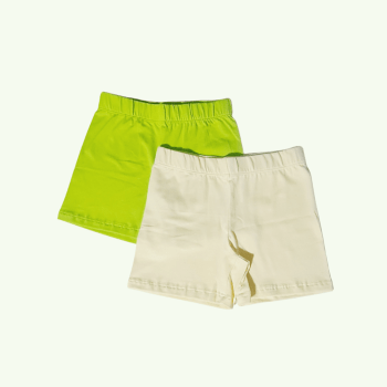 KIT COM 2 SHORTS LISOS VERDE E AMARELO PARA USAR EMBAIXO DO VESTIDO