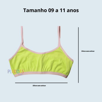KIT COM 2 SUTIÃ TOP INFANTIL TEEN LISO ROSA E LARANJA