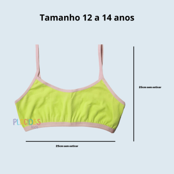 KIT COM 2 SUTIÃ TOP INFANTIL TEEN LISO ROSA E LARANJA