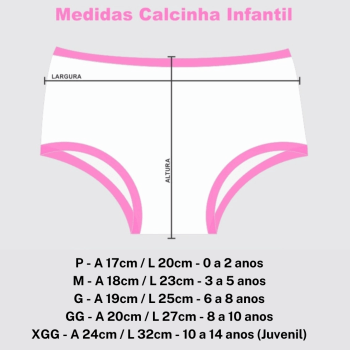 KIT COM 3 CALCINHAS INFANTIS BICHINHOS GIRAFINHA, HIPOPOTAMO E ZEBRINHA