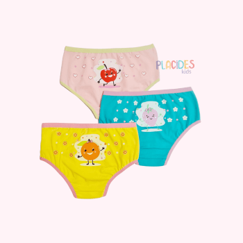 KIT COM 3 CALCINHAS INFANTIS FRUTINHAS KIT COM 3 CALCINHAS INFANTIS FRUTINHAS