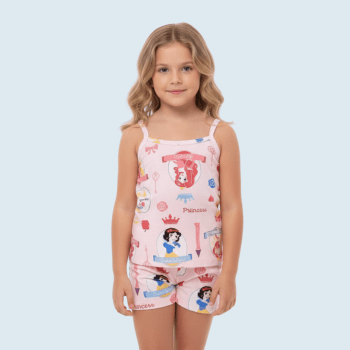 PIJAMA INFANTIL ALCINHA ROSA ESTAMPA PRINCESAS PIJAMA INFANTIL ALCINHA ROSA ESTAMPA PRINCESAS