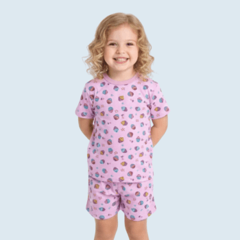 PIJAMA INFANTIL MANGA CURTA LILAS CUPCAKES PIJAMA INFANTIL MANGA CURTA LILAS CUPCAKES