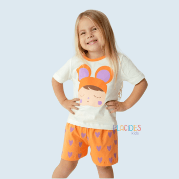 PIJAMA INFANTIL METOO BEGE E LARANJA