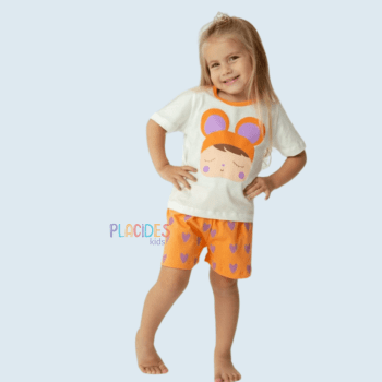 PIJAMA INFANTIL METOO BEGE E LARANJA