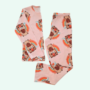 PIJAMA INVERNO INFANTIL ROSA CAPIVARA
