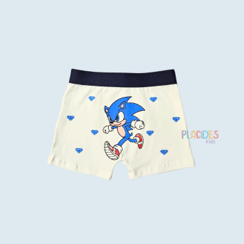 CUECA INFANTIL SONIC MARFIM COM MARINHO