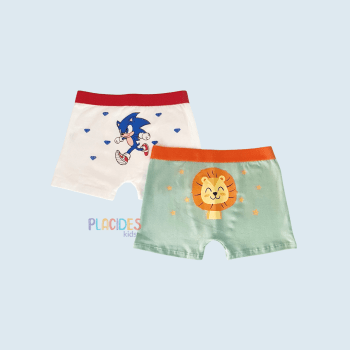 KIT COM 2 CUECAS INFANTIS LEÃOZINHO E SONIC KIT COM 2 CUECAS INFANTIS LEÃOZINHO E SONIC