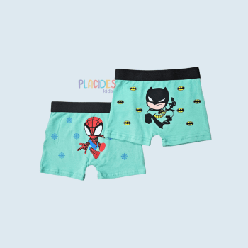 KIT COM 2 CUECAS INFANTIS HEROIS HOMEM ARANHA E BATMAN