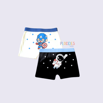 KIT COM 2 CUECAS INFANTIS CAPITÃO AMERICA E ASTRONAUTA KIT COM 2 CUECAS INFANTIS CAPITÃO AMERICA E ASTRONAUTA