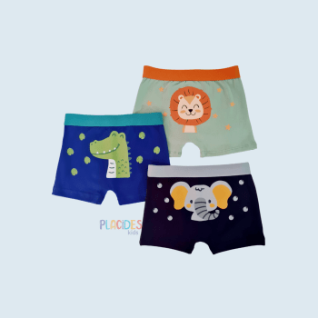 KIT COM 3 CUECAS INFANTIS ANIMAIS KIT COM 3 CUECAS INFANTIS ANIMAIS