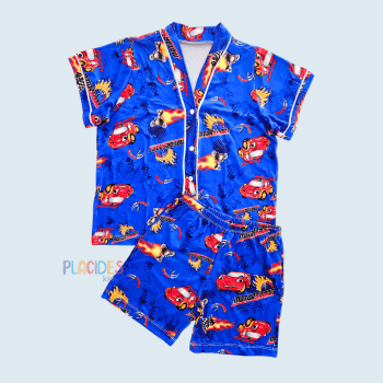 PIJAMA AMERICANO INFANTIL AZUL CARROS