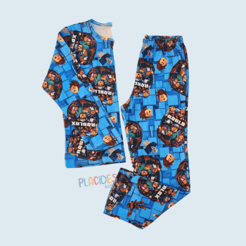 PIJAMA INVERNO INFANTIL AZUL ROBLOX