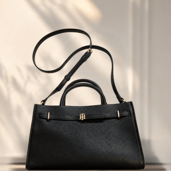 BOLSA COM ALÇA DE OMBRO E MÃO PRETA LOGO XW09251 TOMMY HILFIGER
