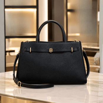 BOLSA COM ALÇA DE OMBRO E MÃO PRETA LOGO XW09251 TOMMY HILFIGER