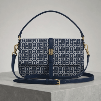 BOLSA CROSSBODY E ALÇA DE MÃO AZUL MARINHO LOGO XW10370 TOMMY HILFIGER
