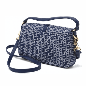 BOLSA CROSSBODY E ALÇA DE MÃO AZUL MARINHO LOGO XW10370 TOMMY HILFIGER