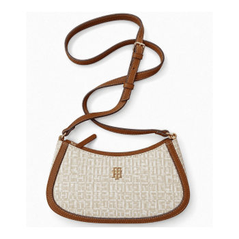 BOLSA CROSSBODY TRANSVERSAL BEGE COM LOGO XW10387 TOMMY HILFIGER