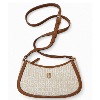 BOLSA CROSSBODY TRANSVERSAL BEGE COM LOGO XW10387 TOMMY HILFIGER