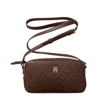 BOLSA CROSSBODY TRANSVERSAL MARROM CAFÉ COM LOGO XW10379 TOMMY HILFIGER