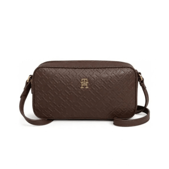 BOLSA CROSSBODY TRANSVERSAL MARROM CAFÉ COM LOGO XW10379 TOMMY HILFIGER