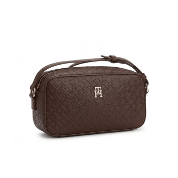 BOLSA CROSSBODY TRANSVERSAL MARROM CAFÉ COM LOGO XW10379 TOMMY HILFIGER